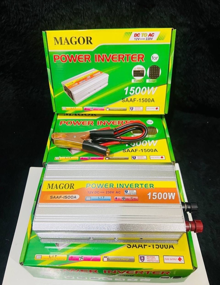 اینورتر و مبدل برق 1500 وات ماژور (MAGOR) مدل SAAF-1500A - تبدیل 12 به 220 ولت بدنه فلزی فن‌دار