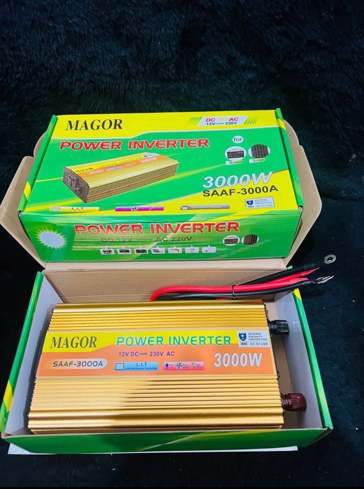 ​اینورتر و مبدل برق 3000 وات ماژور (MAGOR) مدل SAAF-3000A - تبدیل 12 به 220 ولت بدنه فلزی طلایی (جنس فوق‌العاده و بدون خرابی)