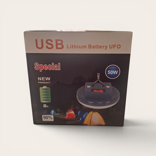 لامپ شارژی مسافرتی و کمپینگ ۵۰ وات طرح سفینهای (UFO) مدل Special شارژ با USB