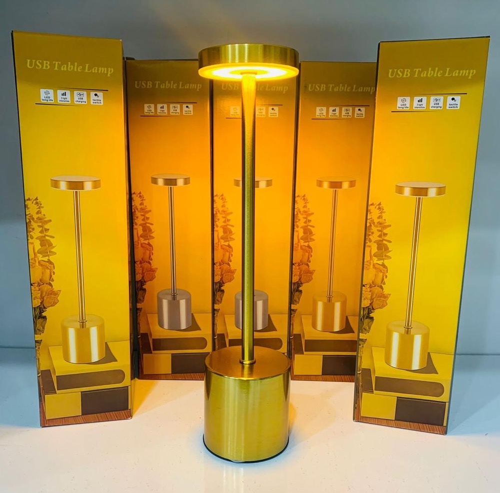 ​چراغ خواب و آباژور رومیزی مدرن شارژی مدل USB Table Lamp (بدنه فلزی لمسی)