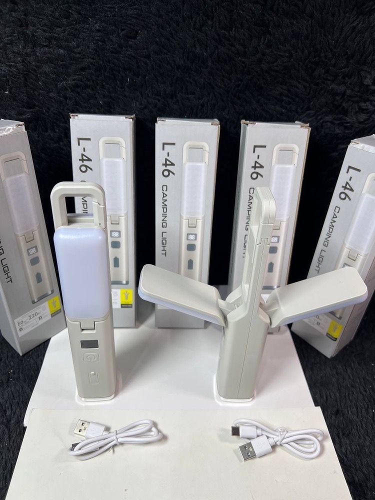 ​چراغ کمپینگ شارژی مدل L-46 دیجیتالی (چراغ قوه دار و بازشو خفاشی)
