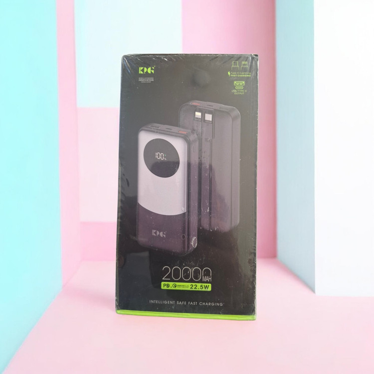 پاوربانک KPG مدل KPG-202X ظرفیت ۲۰۰۰۰ میلیآمپر با شارژ سریع ۲۲.۵ وات