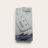 چندراهی برق ۶ پورت USB مدل R05 با ۳ پریز برق، توان ۲۵۰۰ وات و کابل ۲ متری