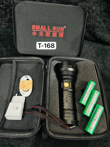 چراغ قوه شارژی حرفهای اسمال سان مدل Small Sun ZY-T168 (همراه با کیفت ضدضربه و ۳ عدد باتری)