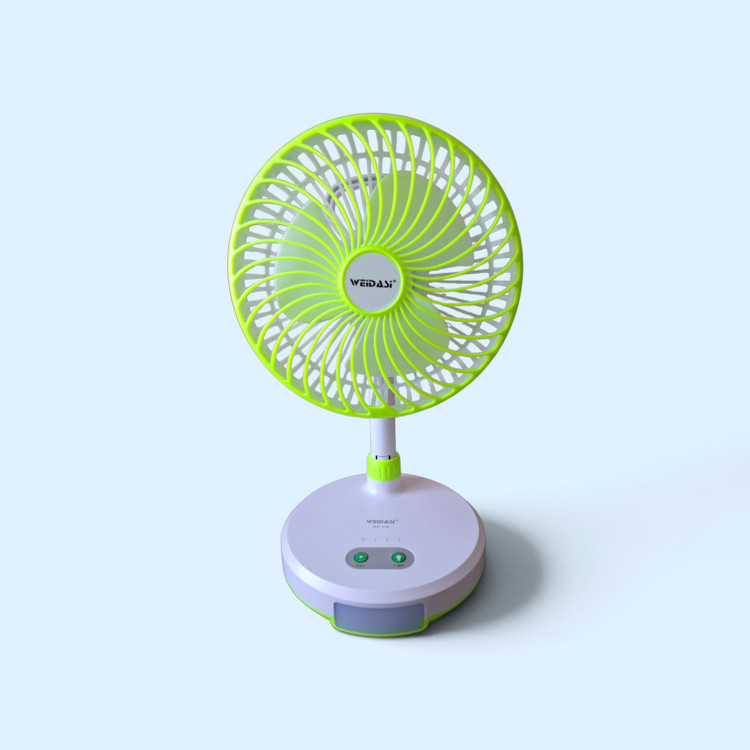 پنکه شارژی و رومیزی ویداسی (WEIDASI) مدل WD-219 سایز ۷.۵ اینچ به همراه چراغ خواب