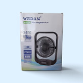 پنکه شارژی و رومیزی ویداسی (WEIDASI) مدل WD-280 سایز ۷.۵ اینچ به همراه چراغ ۶ SMD
